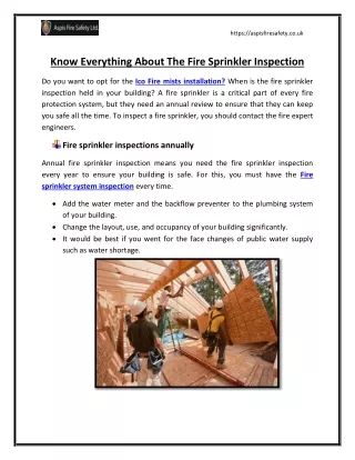 Know Everything About The Fire Sprinkler Inspection