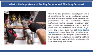 what is the importance of cooling services