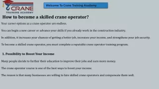 How to become a skilled crane operator