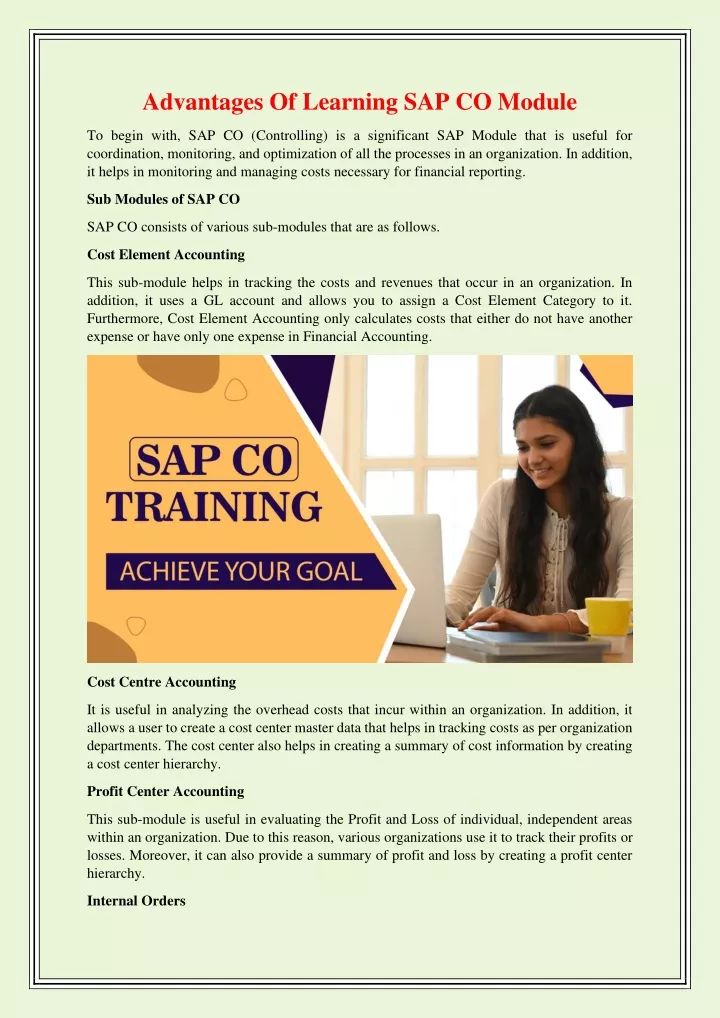 advantages of learning sap co module