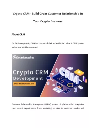 crypto crm build great customer relationship in