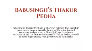Babusingh’s Thakur Pedha (Sweet Shops in Dharwad)