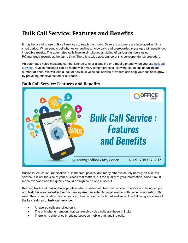 bulk call service features and benefits