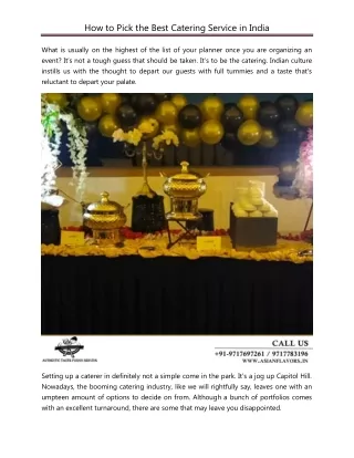 how to pick the best catering service in india