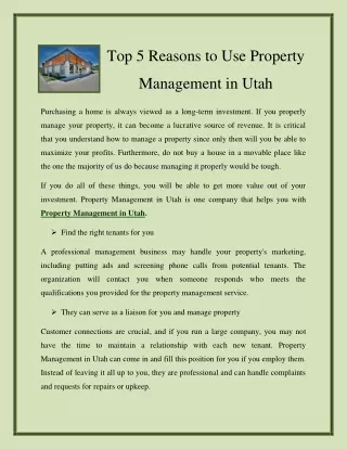 top 5 reasons to use property