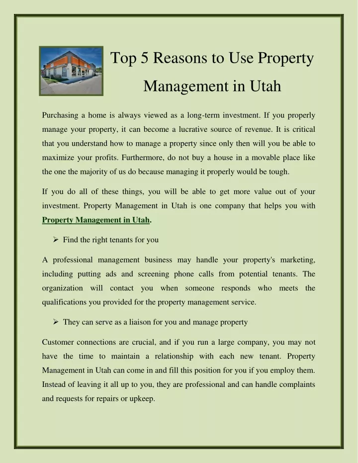 top 5 reasons to use property