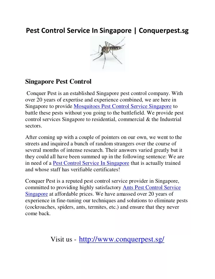 pest control service in singapore conquerpest sg