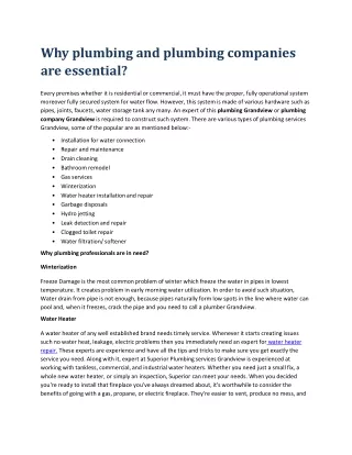 why plumbing and plumbing companies are essential