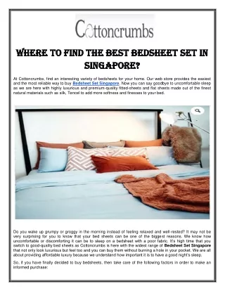 Where to find the best Bedsheet Set in Singapore