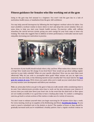 Fitness guidance for females who like working out at the gym