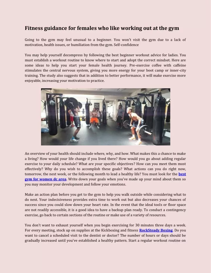 fitness guidance for females who like working