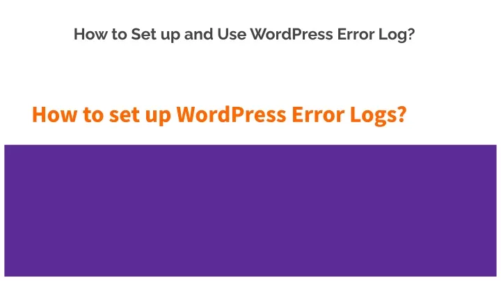 how to set up and use wordpress error log