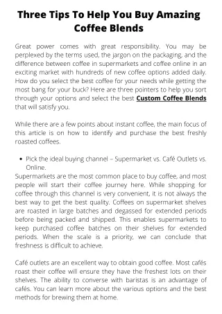 three tips to help you buy amazing coffee blends