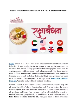 how to send rakhi to india from uk australia