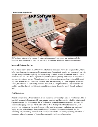 5 benefits of erp software