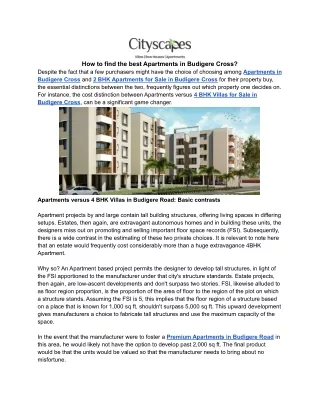 how to find the best apartments in budigere cross