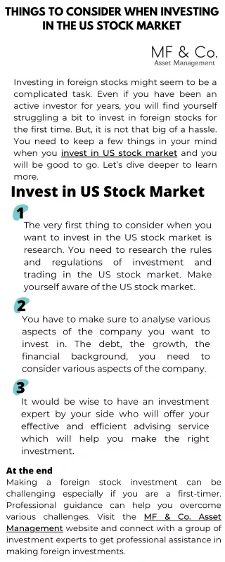 Things to Consider When Investing in The US Stock Market