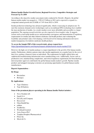 human insulin market growth factors regional