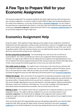 A Few Tips to Prepare Well for your Economic Assignment