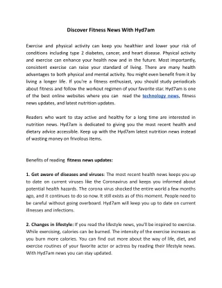 discover fitness news with hyd7am