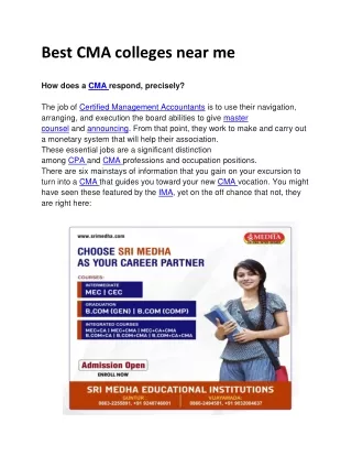 Best CMA colleges near me