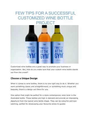 few tips for a successful customized wine bottle