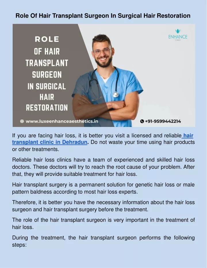 role of hair transplant surgeon in surgical hair