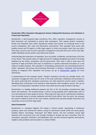 brandsmiths offers reputation management services