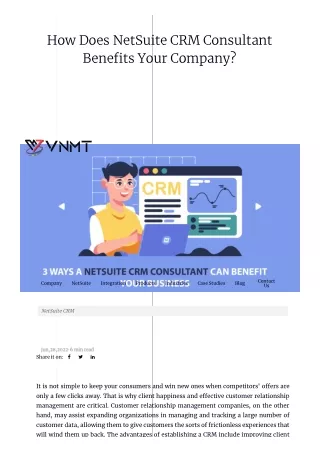 NetSuite CRM Consultant Benefits
