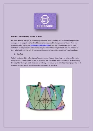why are cross body bags popular in 2022