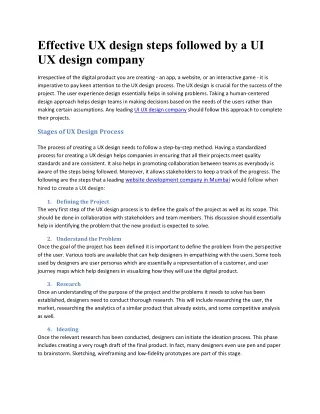 effective ux design steps followed