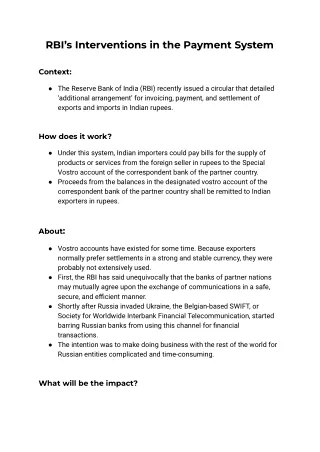 rbi s interventions in the payment system