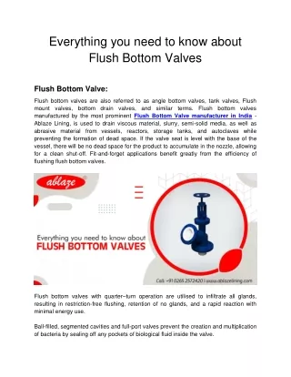 Ablaze Lining -  Everything you need to know about Flush Bottom Valves