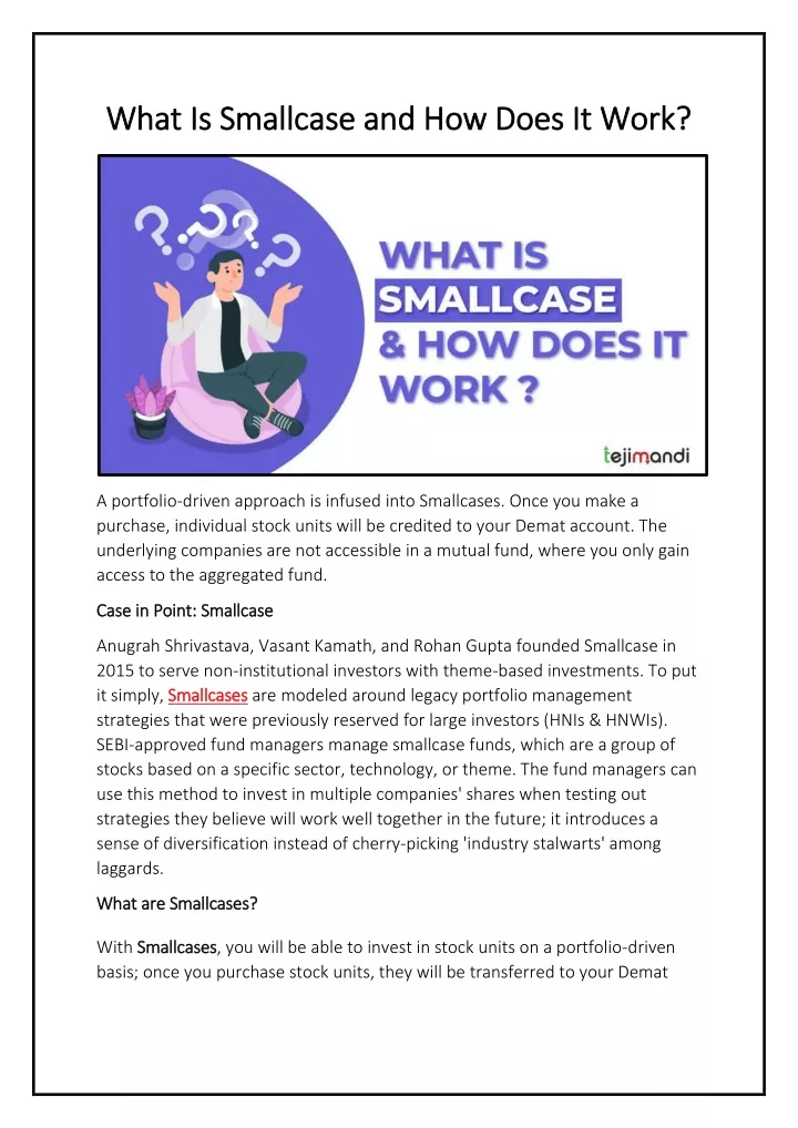 what is smallcase and how does it work what