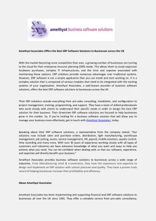 amethyst associates offers the best erp software