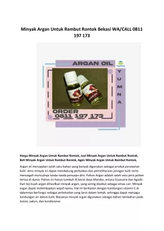 Minyak Argan Untuk Rambut Rontok Bekasi WA/CALL 0811 197 173