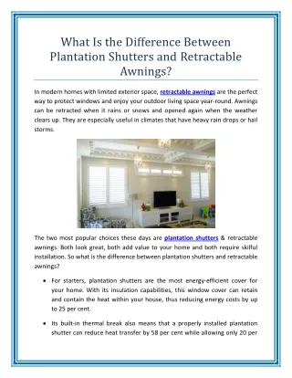 What Is the Difference Between Plantation Shutters and Retractable Awnings