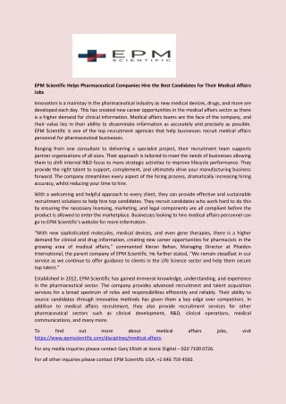 epm scientific helps pharmaceutical companies