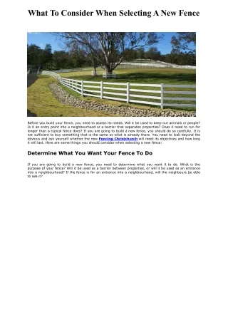 What To Consider When Selecting A New Fence