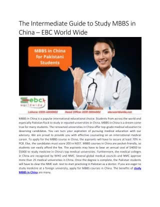the intermediate guide to study mbbs in china