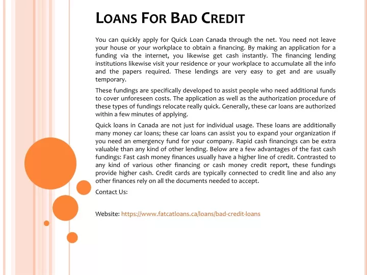 loans for bad credit