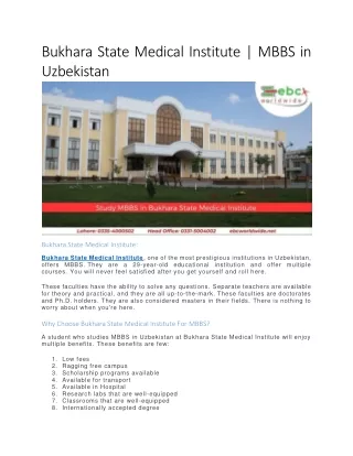 bukhara state medical institute mbbs in uzbekistan