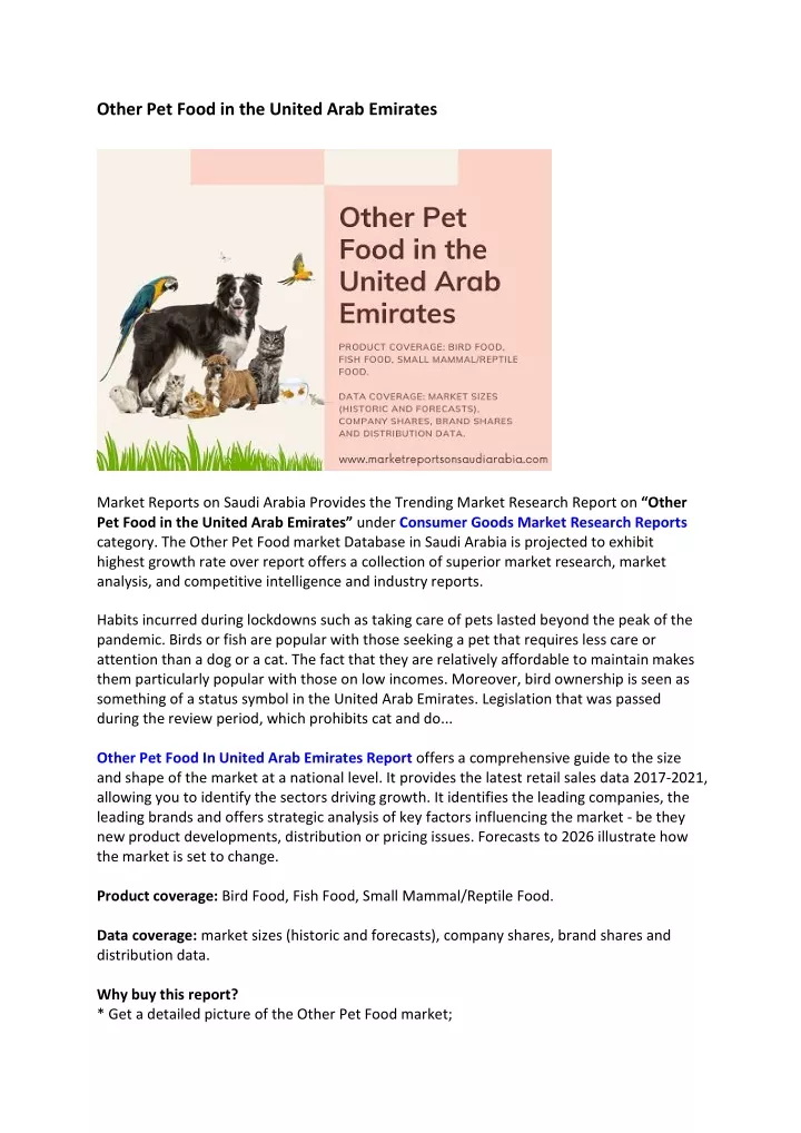 other pet food in the united arab emirates