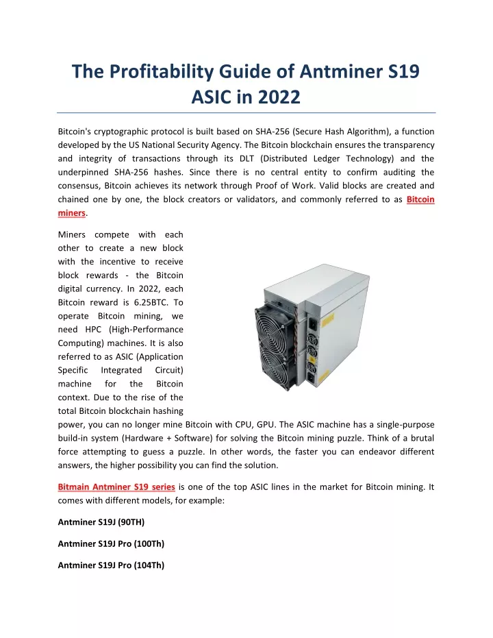 the profitability guide of antminer s19 asic