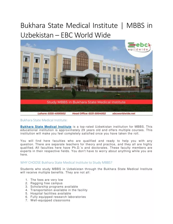 bukhara state medical institute mbbs
