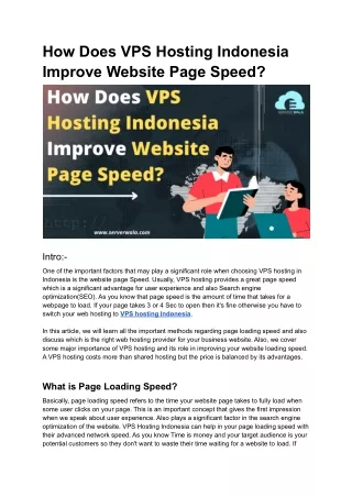 how does vps hosting indonesia improve website