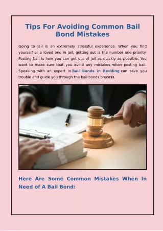 Tips For Avoiding Common Bail Bond Mistakes