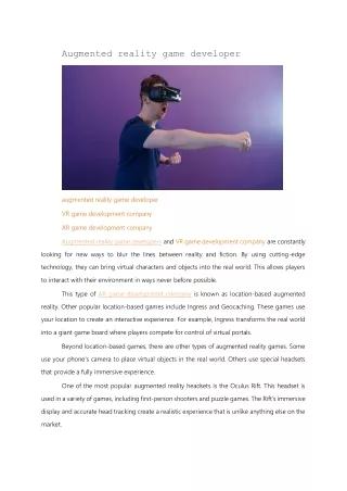 augmented reality game developer