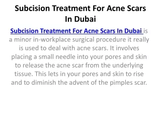 subcision treatment for acne scars in dubai