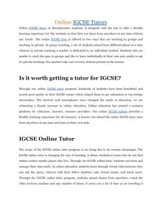 IGCSE Tutor | IGCSE Tuition | IGCSE Tutors